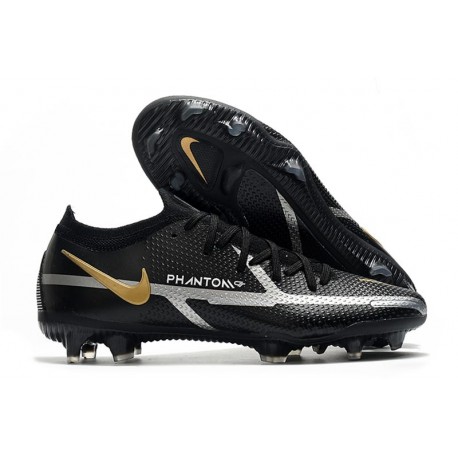 Nike Phantom GT2 Elite FG Shoes Black Metallic Dark Grey Metallic Gold