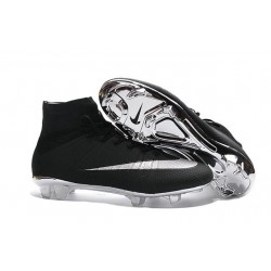 Sale Nike Men's Mercurial Superfly 4 FG Football Cleats Silver Black