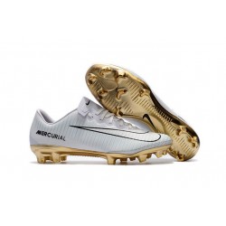 Men's Football Cleats Nike Mercurial Vapor XI FG CR7 Vitórias White Gold Black