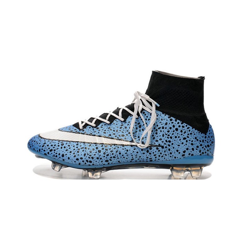 Sale Nike Men&#39;s Mercurial Superfly 4 FG Football Cleats Leopard Blue Black