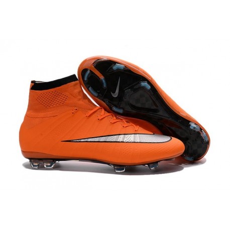 Nike Mercurial Superfly IV FG Soccer Boots - Orange Black SilveryShoes For Men 