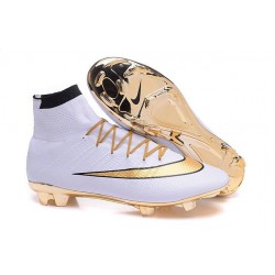 Nike Men's Mercurial Superfly 4 FG Football Cleats Gold White Black