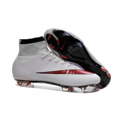 Nike Soccer Shoes - Mercurial Superfly 4 FG Soccer Cleats White Red Black