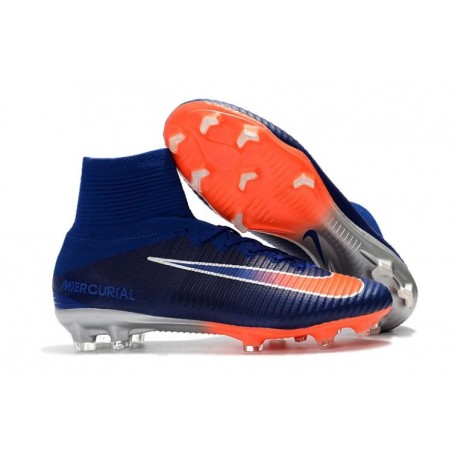 blue and orange nike soccer cleats
