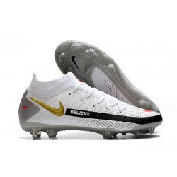 New 2021 Nike Phantom GT Elite DF FG Boots White Black Red Gold