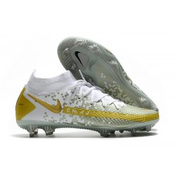 New 2021 Nike Phantom GT Elite DF FG Boots White Gray Gold