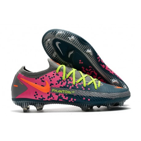 Nike 2021 Phantom GT Elite FG Soccer Shoes Gray Blue Pink